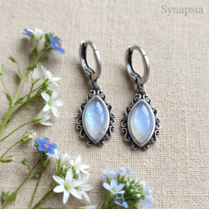 Pendientes colgantes de plata y piedra luna