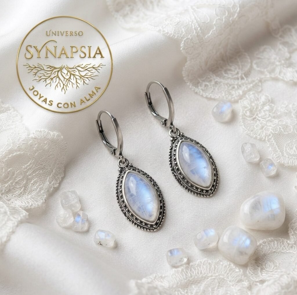 Pendientes de plata y piedra de luna Gotas de Eter Synapsia
