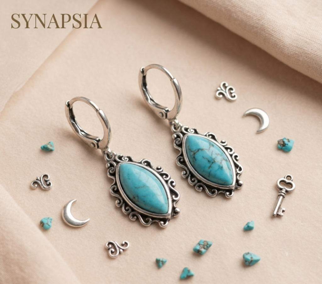 Pendientes de plata de ley y turquesa
