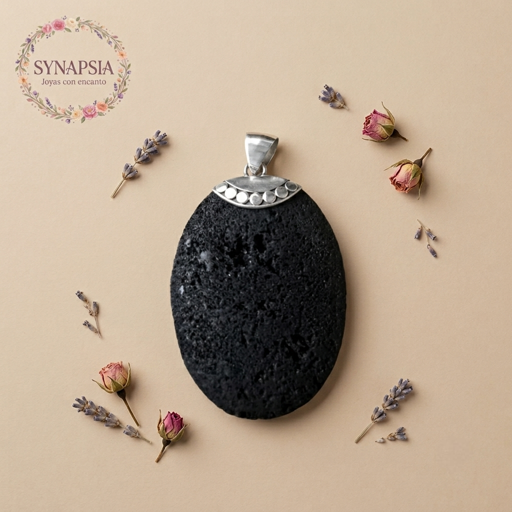 Colgante de Plata y Lava Volcánica