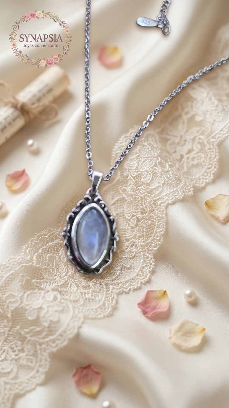 Collar de Plata de ley con Piedra Luna - Imagen 4