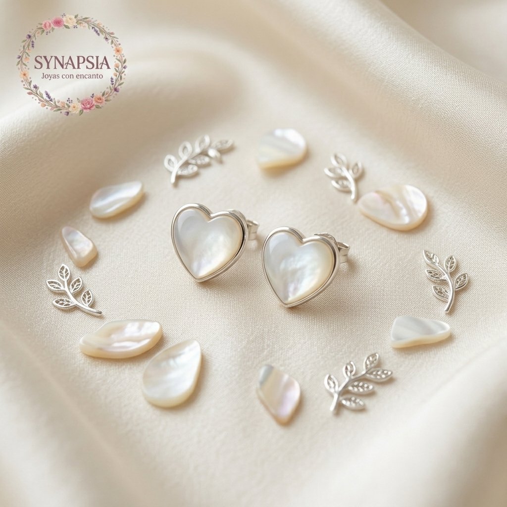 Pendientes de Plata y Nácar Corazón